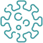 Icon showing virus particle representing ViRaTon's action against spike proteins.
