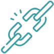 Broken chain icon illustrating the deactivation of virus binding by photo-electrons.