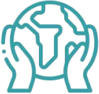 Hands holding Earth symbol to represent ViRaTon's chemical-free, eco-safe operation.