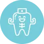 Teal dental icon showing a tooth and cross, for MUVi dental clinic disinfection.