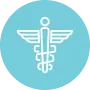 Teal medical symbol icon for hospital disinfection using MUVi UVC.