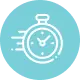 Clock icon highlighting MUVi’s fast disinfection cycle of 5 to 10 minutes
