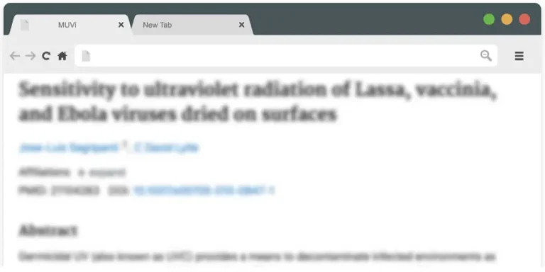 Research paper on sensitivity of Lassa, Vaccinia and Ebola viruses to UVC light on surfaces.