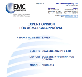 EMC & Safety Compliance Review report by EMC Technologies, Australia