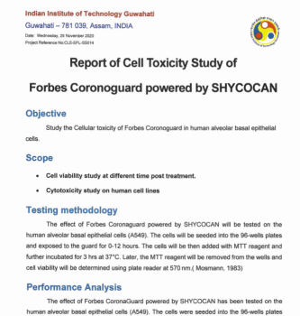 Cell Toxicity Study report by IIT Guwahati confirming ViRaTon non-toxic exposure